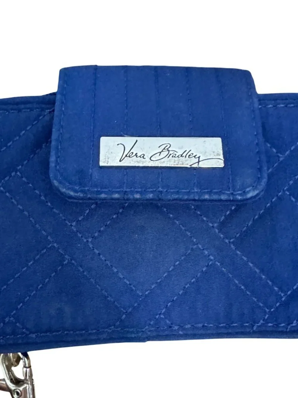 Vera Bradley Blue Quilted Wristlet Wallet With ID Window & Snap Closure - Picture 4 of 7